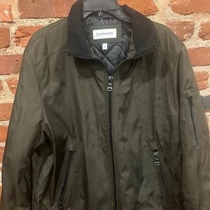 Army Green/ Black Bomber Jacket- Calvin Klein Lined